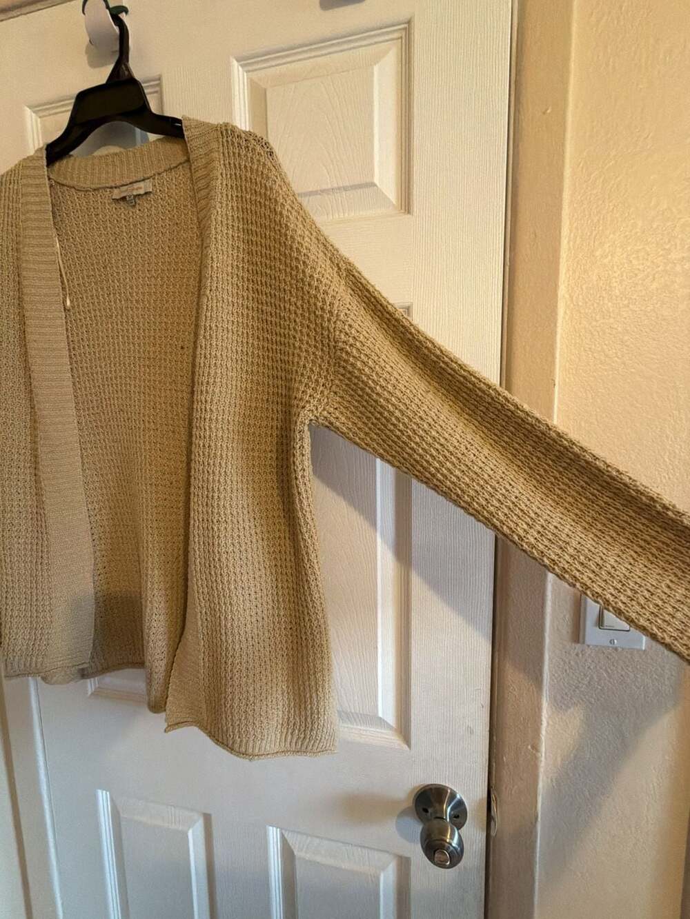 Casa Cabana Tan Waffle Knit Open Front Cardigan Sweater HOM1159-F - Picture 6 of 11